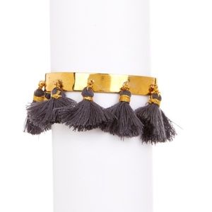 Zacasha Charcoal Tassel Cuff Bracelet